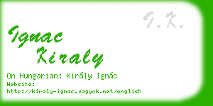 ignac kiraly business card